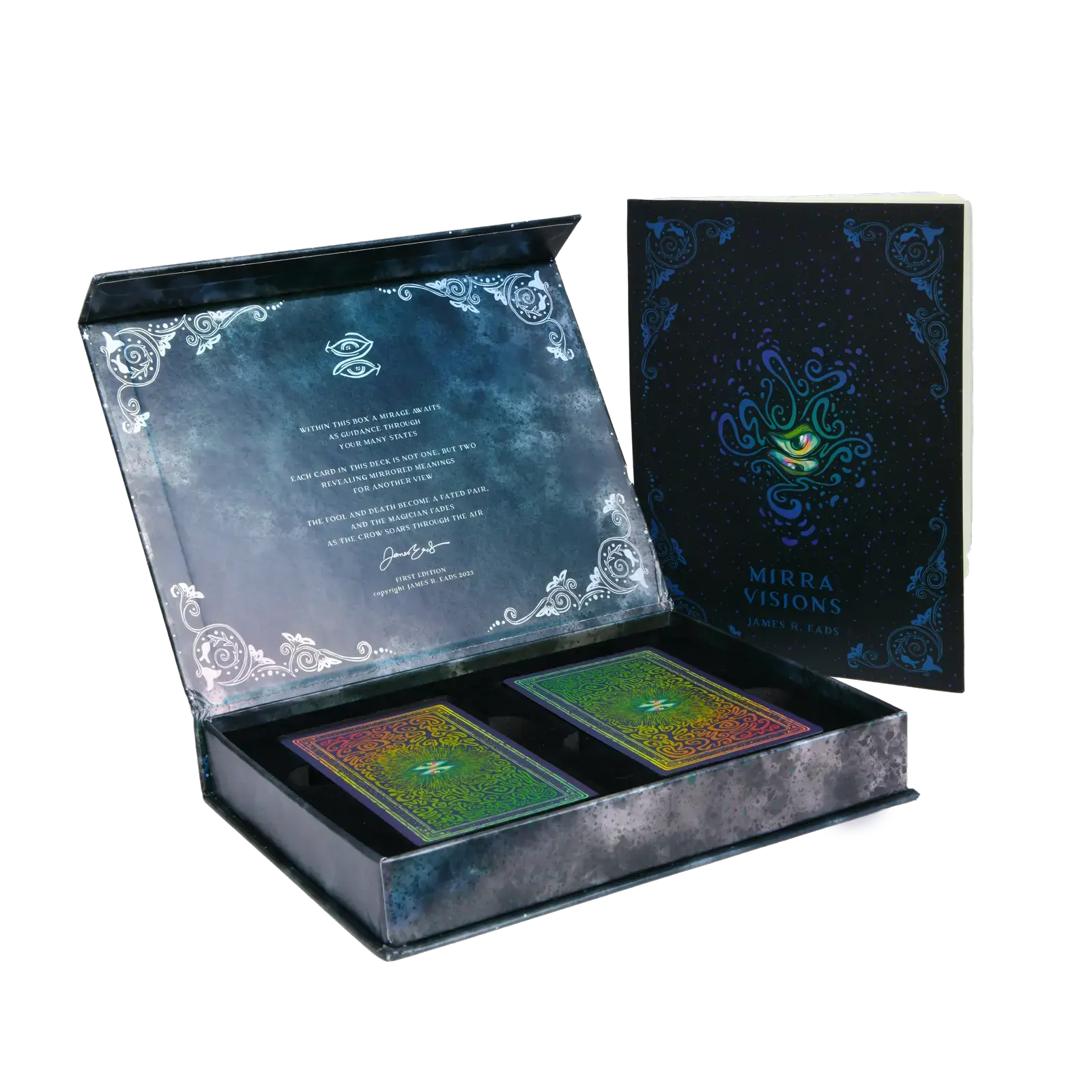 Mirra Visions 2nd Edition Tarot & Oracle Deck - 78 Lenticular Cards with Iridescent Accents & 56-Page Guidebook - Collectible Iridescent Finish Box
