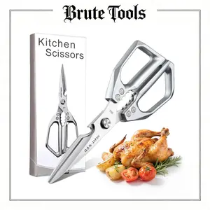 1 Piece Stainless Steel All-Purpose Cutting Scissors - Silver Japanese Kitchen Shears, Dishwasher Safe, Suitable for Meat, Chicken Bones, Ideal as FallFreshness or Christmas Gift