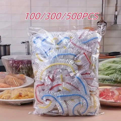 Disposable Elastic Food Covers, 100/300pcs Stretchable Clear Plate Covers, Multi-Use Kitchen Elastic Covers, Dust and Fly-Proof for Home, Restaurant and Picnic, Transparent Plastic Food Storage Covers