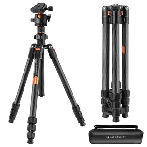 K&F CONCEPT 64" Carbon Fiber Camera Tripod,Lightweight Travel Tripod with 36mm Metal Ball Head Load Capacity 17.6lbs, Quick Release Plate,for DSLR Cameras Indoor Outdoor Use O254C2+BH-36