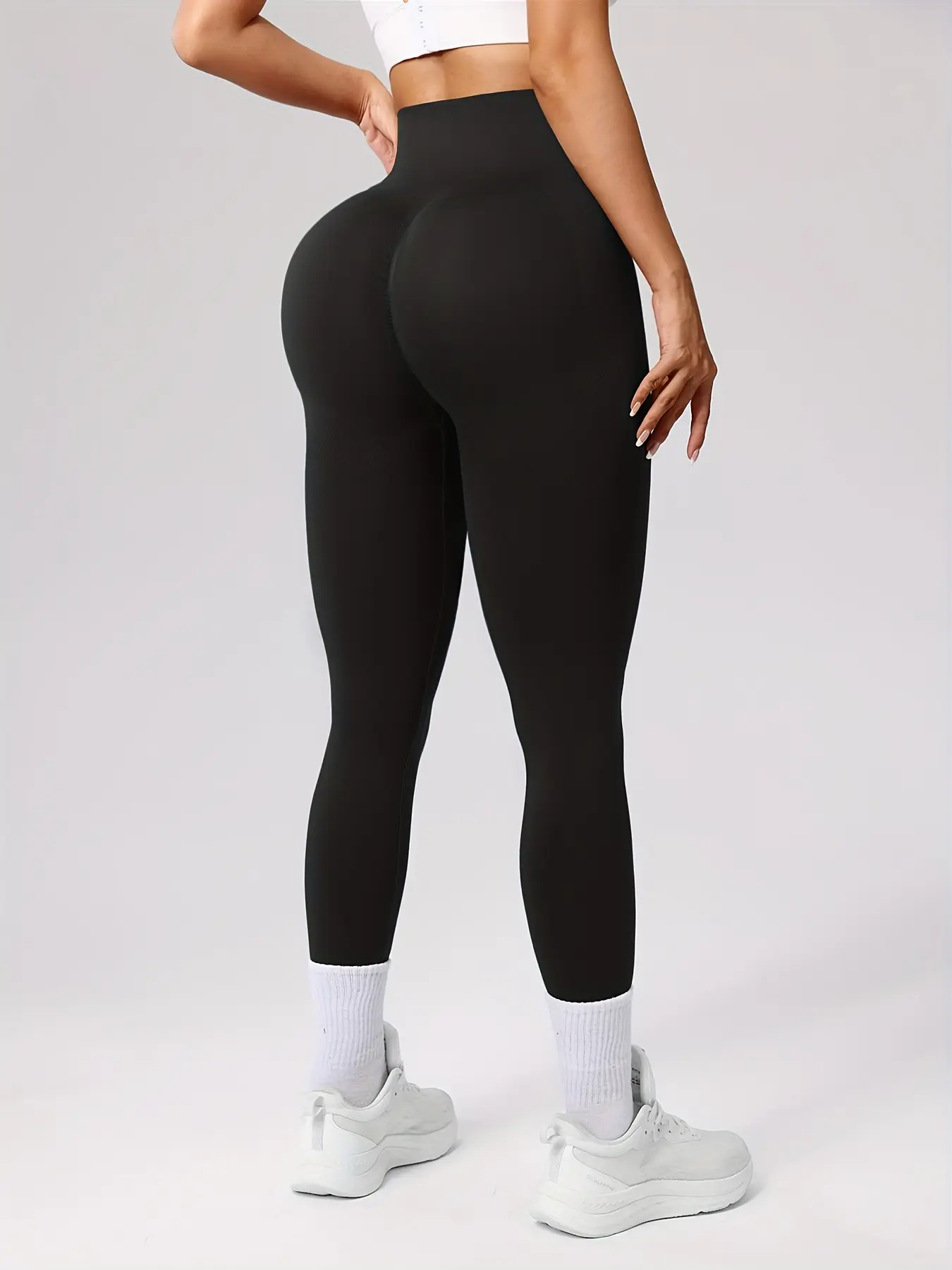 Quick-Drying Women's High Waist Yoga Pants, Compression Fit, Solid Color, Suitable For Running And Fitness