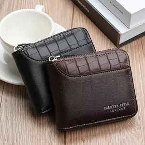 Leather Men’s Wallet Luxury Mens Purse Male Zipper Card Holders with Coin Pocket  Wallets Gifts for Men Money Bag
