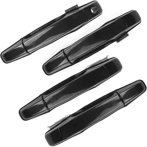 4PCS Black Exterior Door Handles - Front/Rear Driver & Passenger Side Replacement for 2007-2014 Cadillac Escalade, Chevy Avalanche Silverado Suburban, GMC Sierra Yukon (Part# 20828258, 22738721, 25960525, 22738722)