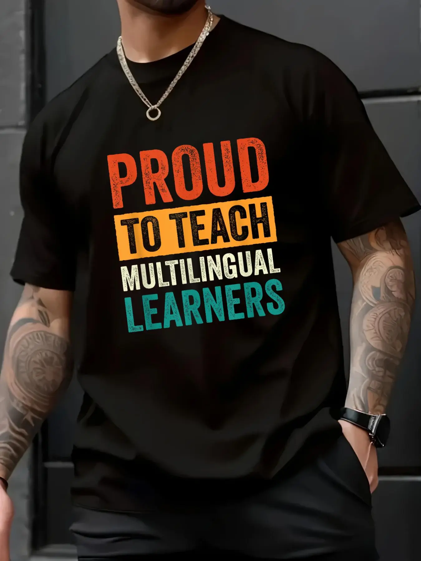 Men's 100% Cotton Casual Graphic Crew Neck Short Sleeve Loose Fit T-Shirt - Unisex, for ESL Teachers & Parties, All Seasons, "You Are Enough" Print, Machine Washable, Cold Wash, Pairable with Tops Jackets