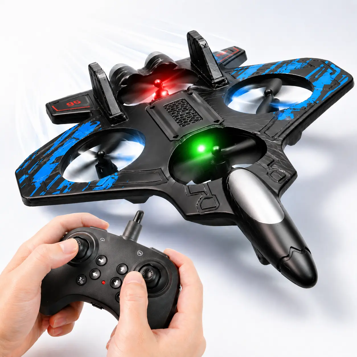 RC Flying Drone Toy for Kids, Remote Control Quadcopter Aircraft with LED Light Effects, One Button Takeoff Landing, Stable Hover Flying Toy for Indoor Outdoor Play Boys Girls