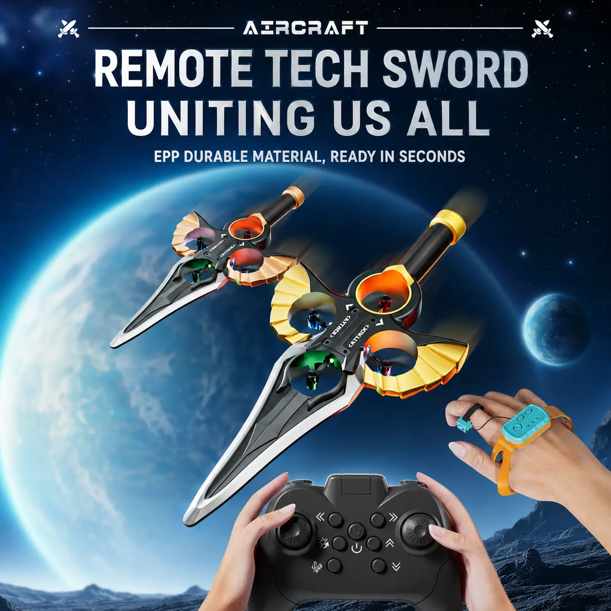 Gesture Control Flying Sword Toy for Kids, Hand-Controlled Flying Drone with LED Lights, Rechargeable Hover Flying Toy, Interactive RC Flying Sword Gift for Boys & Girls  SEO