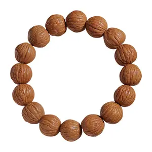 Unisex Natural Unmodified Monkey Head Peach Core Bracelet - Natural Material, Round Beads, Single Circle Buddhist Beads, Hand Disc Play, Adjustable Laoshan Sandalwood Accent, Couples Set bracelet for men and women bracelet men