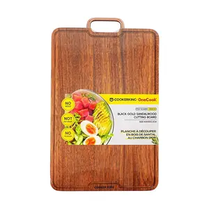 COOKER KING Black Crystal Acacia Wood Cutting Board - Large 45x30x2.5cm, Heavy Duty Kitchen Chopping Block for Meat, Vegetables, Bread