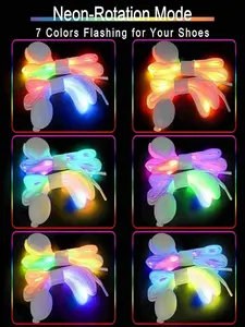 LED Light-Up Rotating Shoe Laces, Night Glow Seven-Color Woven Shoelaces, Nylon Running Lace, Street Hip Hop, Halloween Christmas