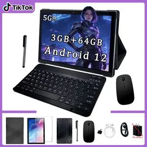10.1-inch Android Tablet, Touchscreen Tablet with 3+64GB Expandable Storage, 5G WiFi & Bluetooth, Rechargeable Touch Screen, Office & Entertainment Kit (Keyboard, Stylus, Mouse, Headphones), 2-in-1 Design for Work and Play, Ideal Gift, Tablet Set Android