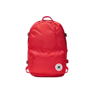 Converse Logo Backpack with Adjustable Straps and Zipper Closure in Red Polyester for Men and Women