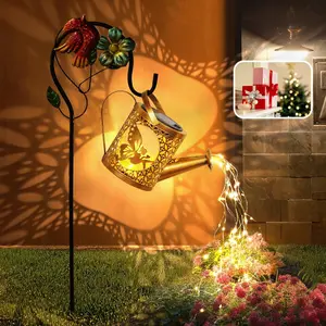 Solar Watering Can Fairy Lantern – Crackle Glass Glow Light with Rustic Metal Handle, Waterproof Outdoor Decor for Garden, Patio & Yard – Unique Gift for Plant Lovers