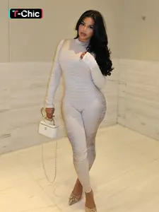 Women's Fashion Snake Print Round Neck Long Sleeve Fitted Jumpsuit, Womenswear, Comfortable Chic Casual Wear, Spring & Fall, Daily or Outdoors, Lady