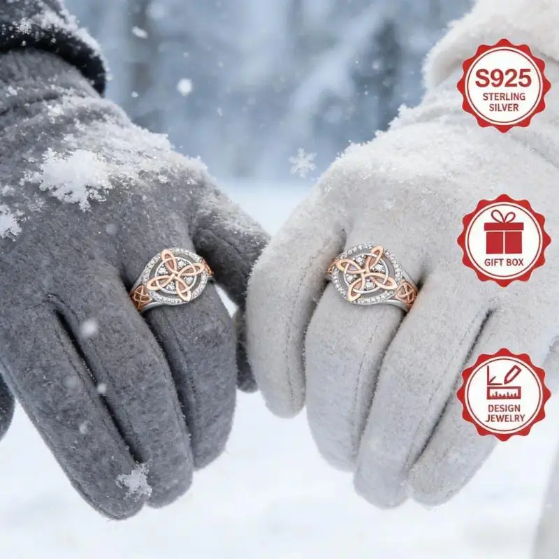 925 Sterling Silver Celtic Knot Ring – Rose Gold Plated Cubic Zirconia Dainty Ring for Women Lightweight Timeless Design, Rings For Women