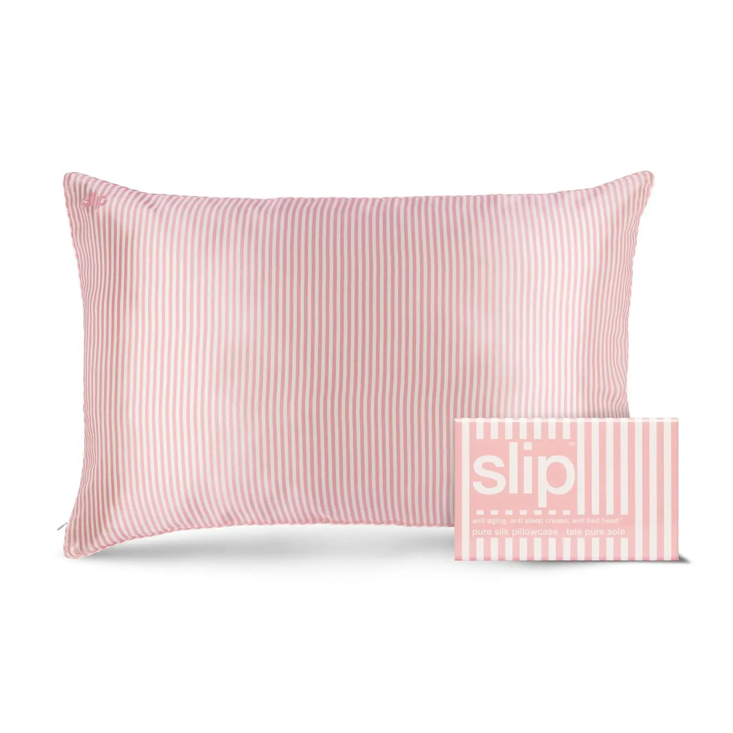 Fairy Floss Queen Zippered PillowcaseSlip Silk Pillowcase | Queen Size, Zippered Closure | Fairy Floss | Pink Striped | 100% Pure Mulberry Silk | Anti-Aging, Anti-Sleep Crease, Anti-Bed Head | Designed to be gentle on Skin & Hair, Luxury Sleep Essential