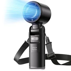 Portable Handheld Turbo Fan, USB Rechargeable Mini Fan, 5 High-Speed Wind, Up to 12H Runtime, 3 IN 1 Hand Fanwith LED Display Flashlight, Foldable Design Fan for Travel, Outdoor, Working, Usb Fans, Cordless Handheld Fan