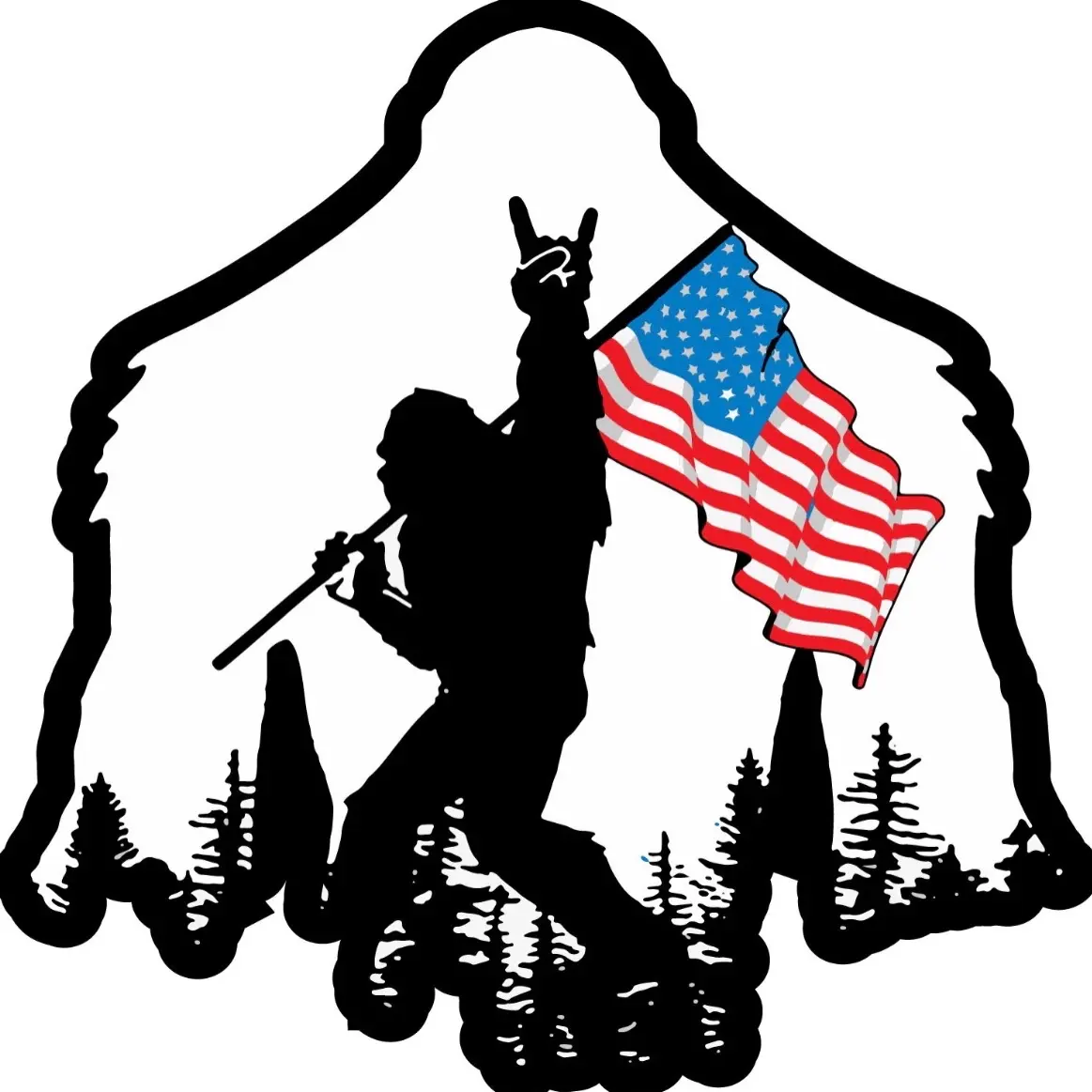 Bigfoot American flag sasquatch sticker car truck laptop