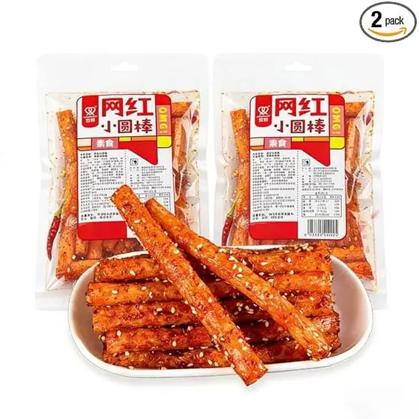 Fraunitsh Spicy Latiao Snack Sticks, 2-Pack Chinese Spicy Wheat Gluten Snacks, Traditional Mala Flavor, 2.18 oz (62g) Each, Ready-to-Eat