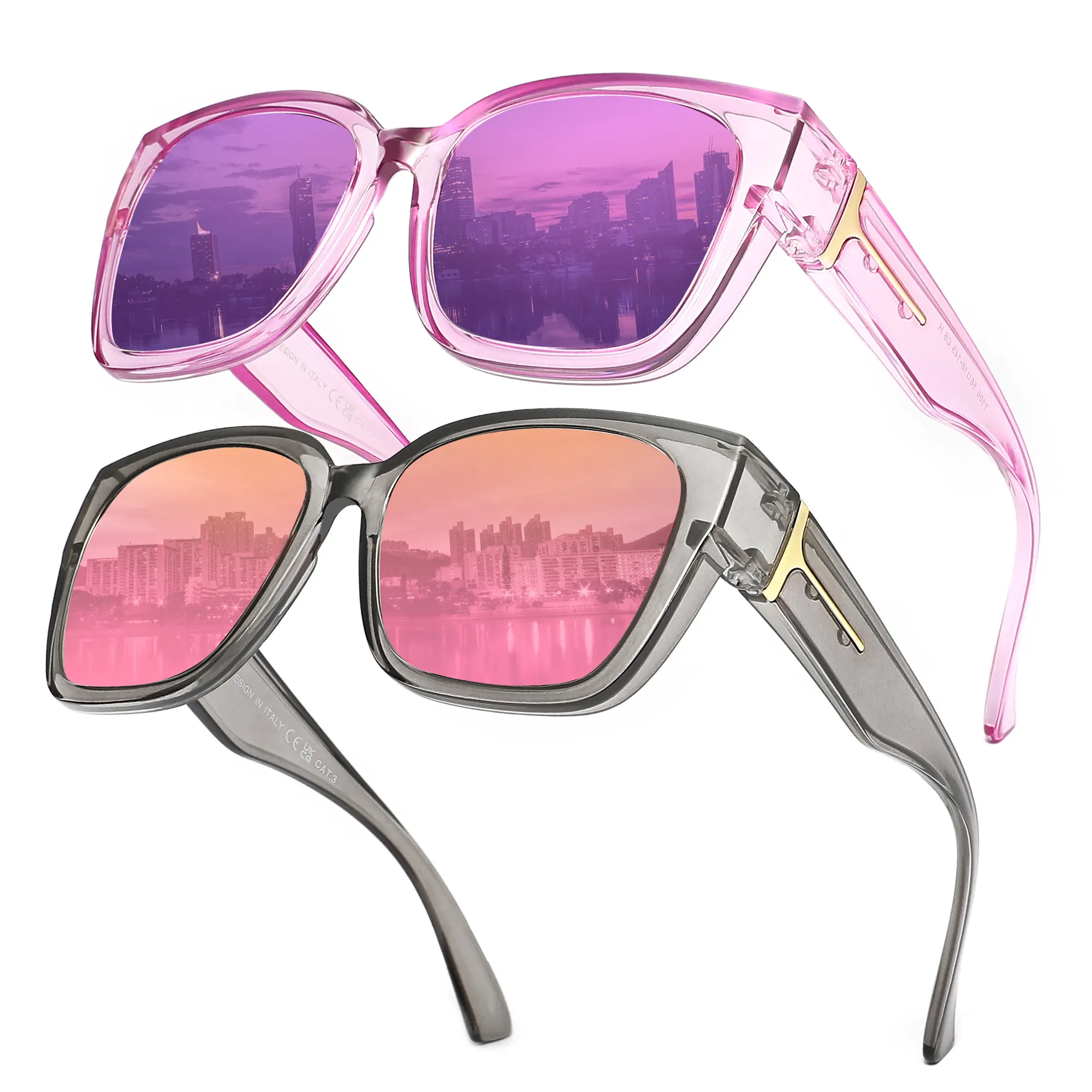 【FitOver Sunglasses】KINGSEVEN 2 pairs 2026 New Polarized Mirror Fit Over Glasses for Women Trendy Oversized Square UV400 Protection Sun Glasses Wear With Myopia Eyeglasses Driving Travel Outdoor Shades T106
