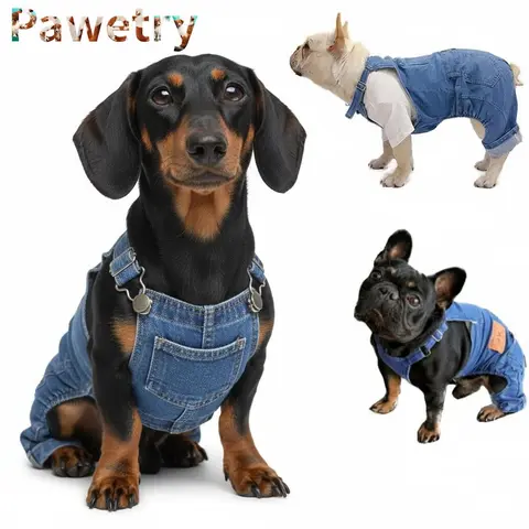 DIY Denim Pet Jumpsuit - Cute Fabric, Adjustable Move-Free Straps, Easy On/Off, All-Season Small Dog & Cat Apparel for Outdoor Adventures, Daily Walks, Christmas Gift