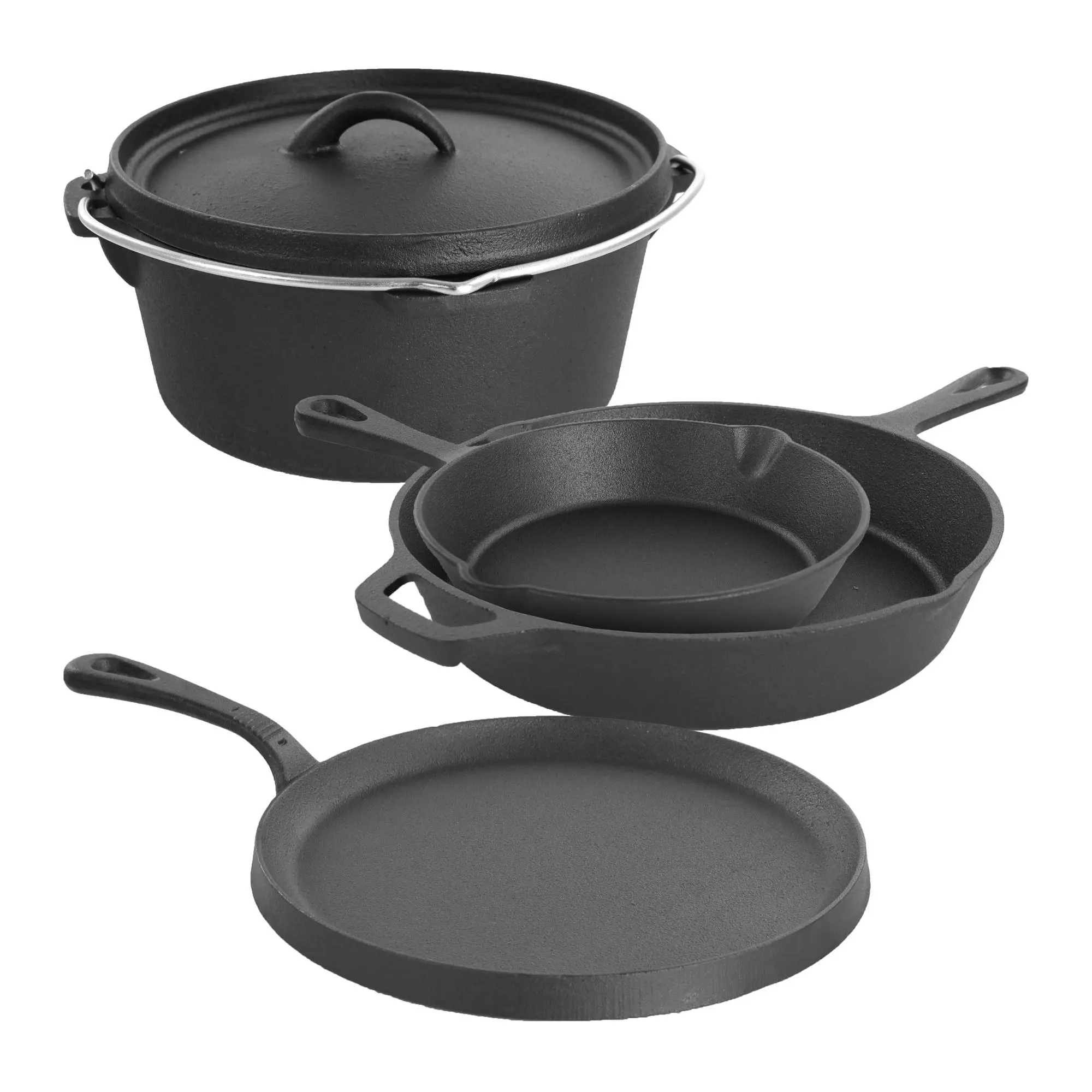 MegaChef Pre-Seasoned 5-Piece Cast Iron KitchenCookware Set MegaChef Pre-Seasoned 5-Piece Cast Iron KitchenCookware Set
