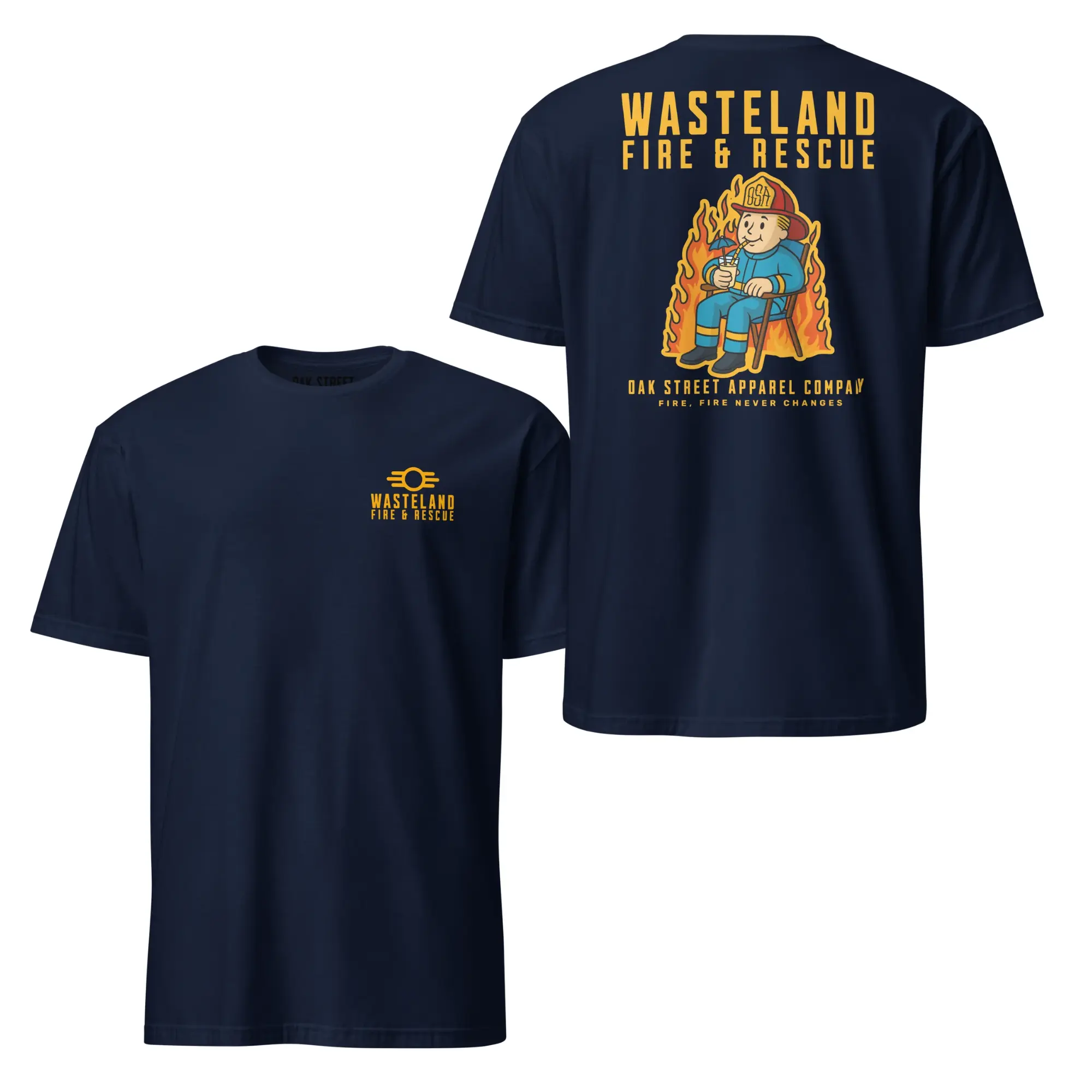 Wasteland Fire Rescue Tee - Funny Firefighter Graphic Shirt | Back Print Rescue Apparel For Firemen And First Responder Gift