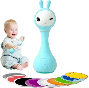 [Live Only] Alilo Smarty Bunny Cute Baby Rattle Musical Light-Up Toy for 0-24 Months, 5 Music Modes, Color Recognition, Safe Silicone - Best Infant Gift, Educational Musical Toy