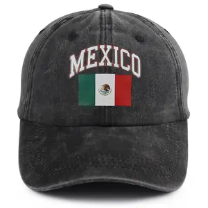 Unisex Mexico Spirit Cotton Baseball Cap - Vintage Mexican Flag Print, Adjustable 1-Size-Fits-All, Patriotic Gift for Family, Mexican Party Decor