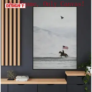 Vintage American Flag Cowboy Wall Art, Freedom B2 Poster, Vintage Patriotic Western Print, Home Decor Made In USA
