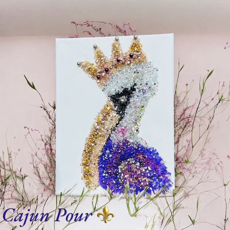 Crushed Glass Pelican Artwork Handcrafted with Crushed Glass Epoxy Resin and UV Protective Seal Glossy Finish Modern Decor
