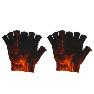 Dazone 2 Pairs Unisex Fingerless Gloves Winter Half Finger Knit Gloves for Women Men