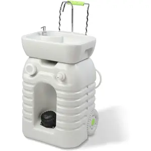VINGLI 45L Upgraded Portable Sink| Rolling Hand Wash Basin Stand with Towel Holder & Soap Dispenser & Wheels, Perfect for Garden/Camping/Outdoor Events/Gatherings/Worksite/RV/Indoor