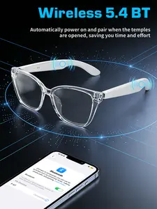 Smart Glasses for Women, Open-Ear Audio AI Bluetooth Glasses with Transparent Frame, Hands-Free Calls, Comfortable Wear for Travel, Outdoor, Daily Use