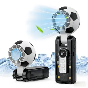 Creative Football-Themed Portable Handheld Fan, High-Speed TurboFans, 5-Speed with LED Display, 3600mAh Rechargeable Fans, Hand/Neck/Desk Fan 3IN1, Suitable For Outdoor Sports, Portable Fan