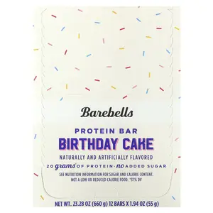 Barebells Protein Bar, Birthday Cake, 12 Bars, 1.94 oz (55 g) Each Barebells Protein Bar, Birthday Cake, 12 Bars, 1.94 oz (55 g) Each