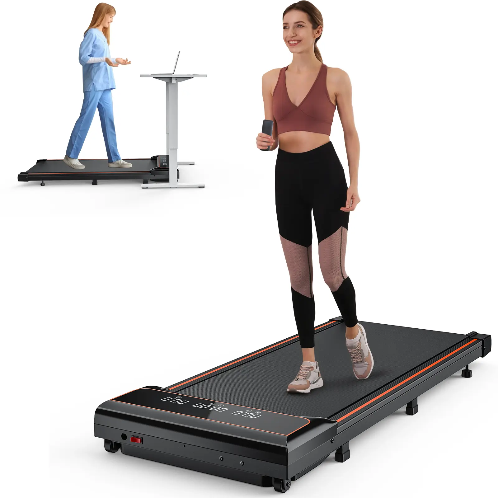Compact Treadmill - Portable Walking Mat, Quiet Under-Desk Exercise Machine, Slim Design for Home Office Workouts, Easy Storage, Ideal for Apartment Fitness, Speed Control Treadmills for Work-from-Home Gifts