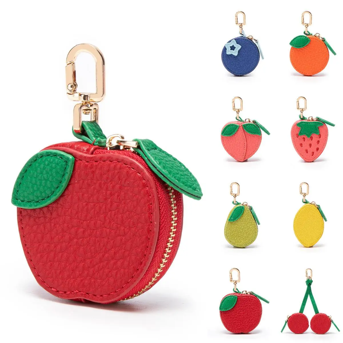 Cherry, peach,Strawberry Leather Bag Charm Keychain peach, fruit keychain, mini and cute coin bag, exquisite and small, versatile and decorative bag pendant  bag charms purse accessories bag charm backpack accessories Jewellery