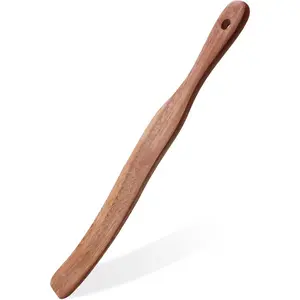 Spurtle for Sourdough Starter, Mixing, dough whisk, Reaching Bottom of Jar,  from High Moist Resistance Teak, wooden bread making tools, NonStick Cookware