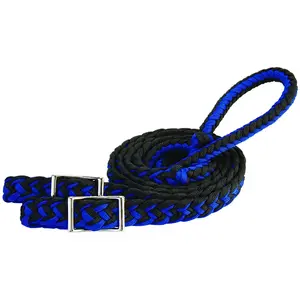 Weaver Leather Braided Nylon Barrel Reins with Easy-Grip Knots - 1/2 inch x 8 feet - Multiple Colors Blue/Black