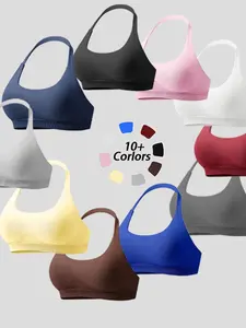 Women's Casual Sports Bralette, Workout Bras, Halter Neck Crop Top, Sleeveless Plain Design, Perfect for Beach Vacation Music Festivals Parties