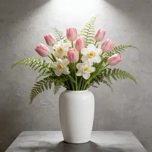 2026 New Design: Tall Matte White Plastic Vase, 9 Inches - Lightweight & Durable Scandinavian Style Centerpiece for Living Room Table or Floor Decor