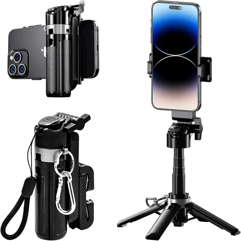 2026 New 5-in-1 Multifunctional Mini WirelessSelfie Stick - 360° Rotatable, Compact StylishBluetooth Controlled, 21.2in Telescopic,Transforms into Handheld Stabilizer/Phone Stand/Tripod, Telescopic Selfie Accessories for Vlogging