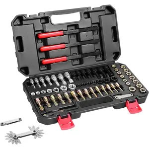 VEVOR Thread Restorer Kit 61Piece Thread Chaser Set - UNC UNF and Metric Thread Restorer Tool wit Thread Files Storage Case - Heat Treated Steel for Mechanics DIY Enthusiasts