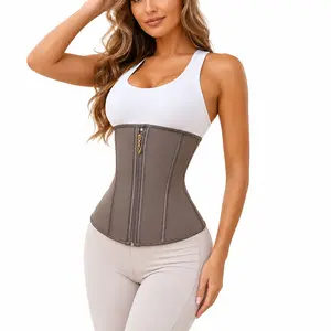 QUISHAPER Waist Trainer for Women Tummy Control Cincher Corset Shapewear Working Out Body Shaper with Hooks Short Torso Trainers Underbust Latex Sport Girdle Workout Hourglass Zipper