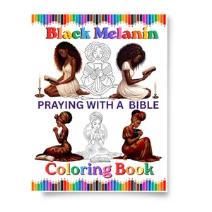 Black Melanin Praying With A Bible Coloring Book