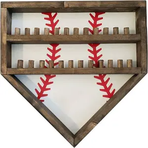 Baseball Ring Display Case, 14" Wooden Baseball Championship Ring Holder, 3-Tier Wall Mount Solid Wood Baseball Case Display for Kids Dad Grandpa White 36X36cm