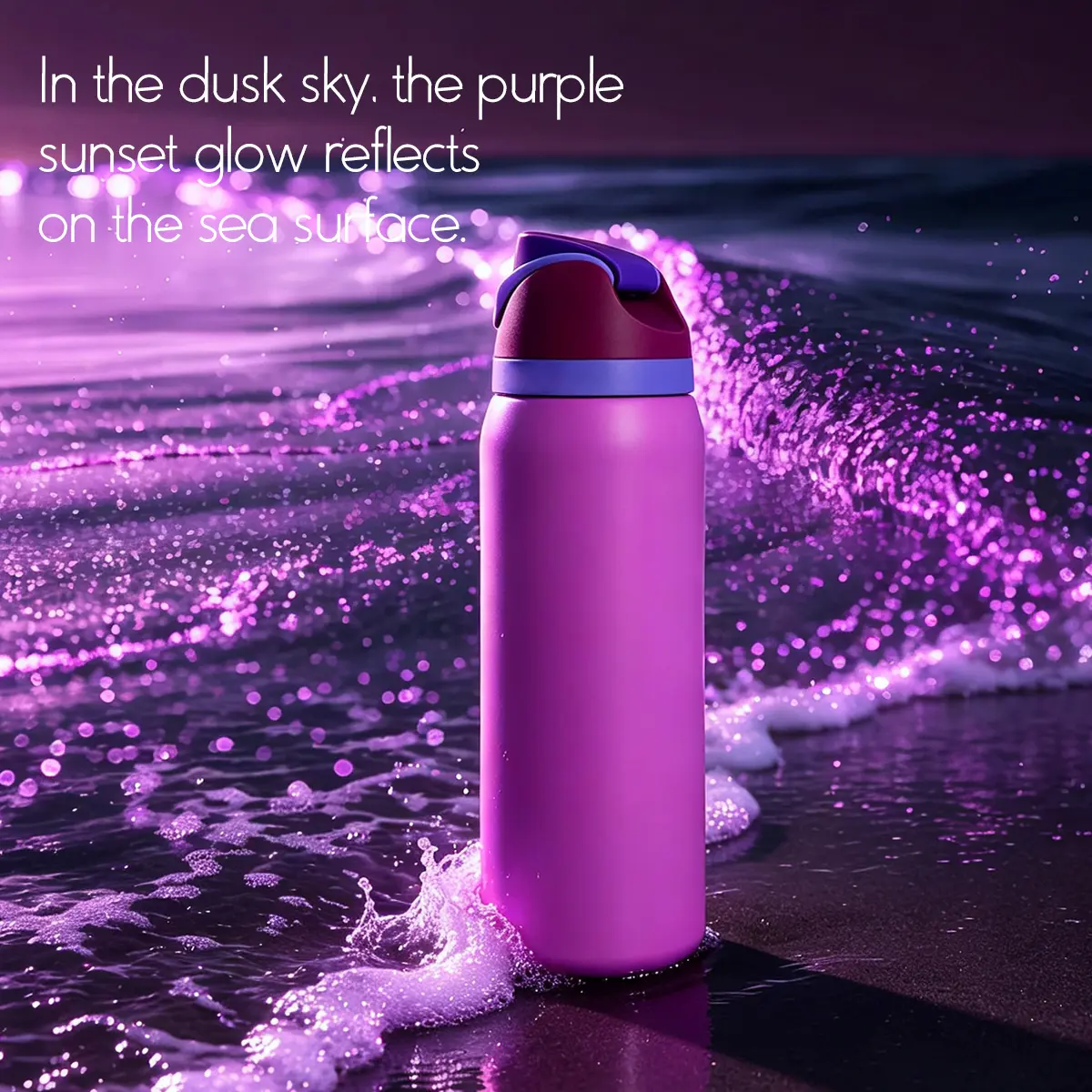 Ow-Dusk Clouds Purple Capacity 32 Ounces / 945 Milliliters, Double-Layer Vacuum Insulated Portable Drinking Cup - Cold-Resistant Stainless Steel Water Bottle with Straw, Comes with Handle and Spout, Suitable for Exercise Use, Must-Have for Travel.