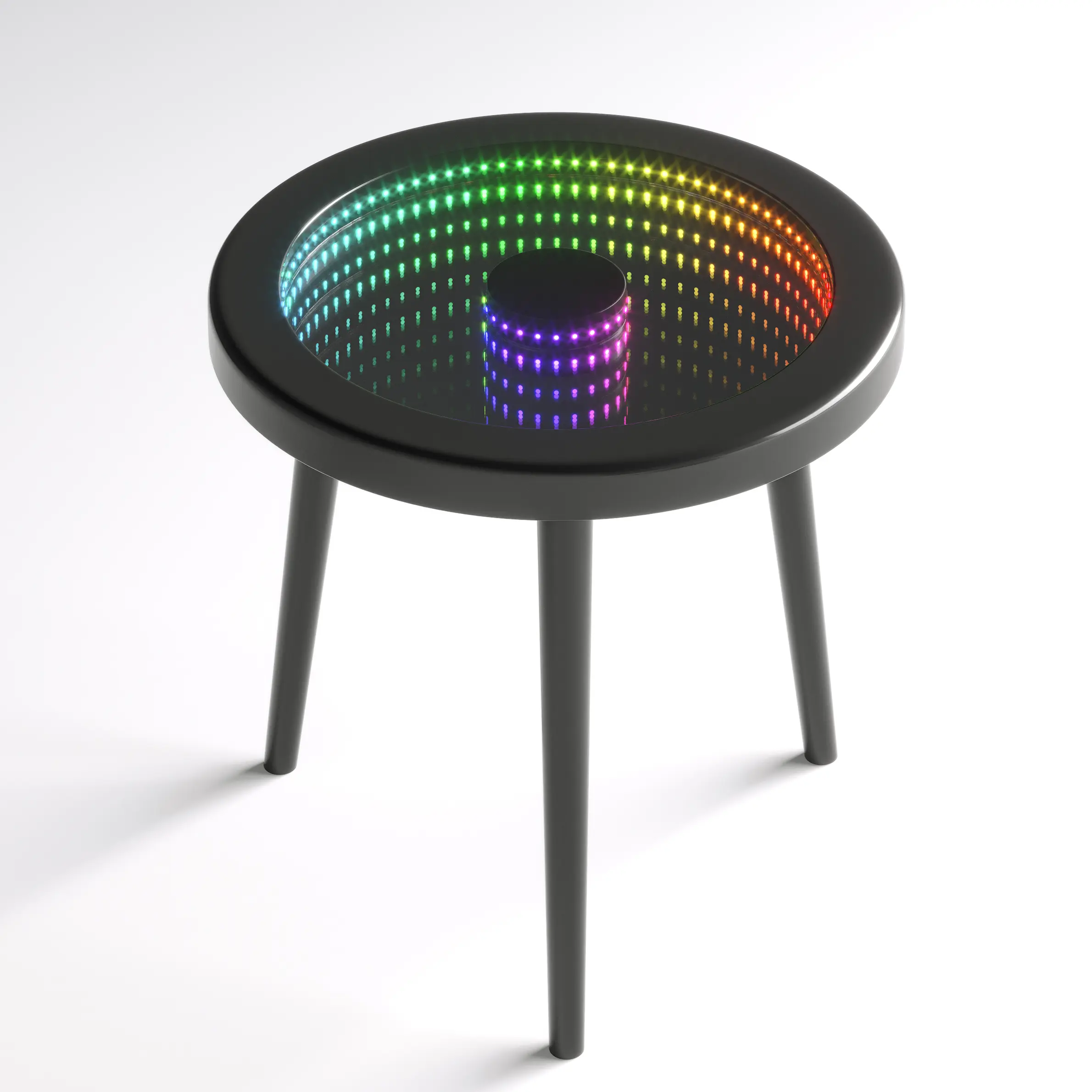 LED Light Coffee Table, 3D Infinite Abyss Effect, Modern Led Coffee Table, Lighting Can Be Controlled By Remote Control, Voice Control, App, Round Coffee Table For Living Room And Game Room, Cyberpunk Style