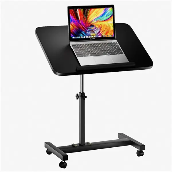 Adjustable Side Table for Bedroom - 23.62" x 15.5" x 23.5" Over the Bed Table with Wheels, Portable Standing Desk with Lip That Keeps Laptop Secure