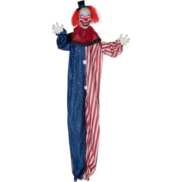 212 MAIN Men's Star-Activated Spooky 6 ft. Tall Halloween Clown Decoration, Red & Blue (OnlineGymShop CB24286)